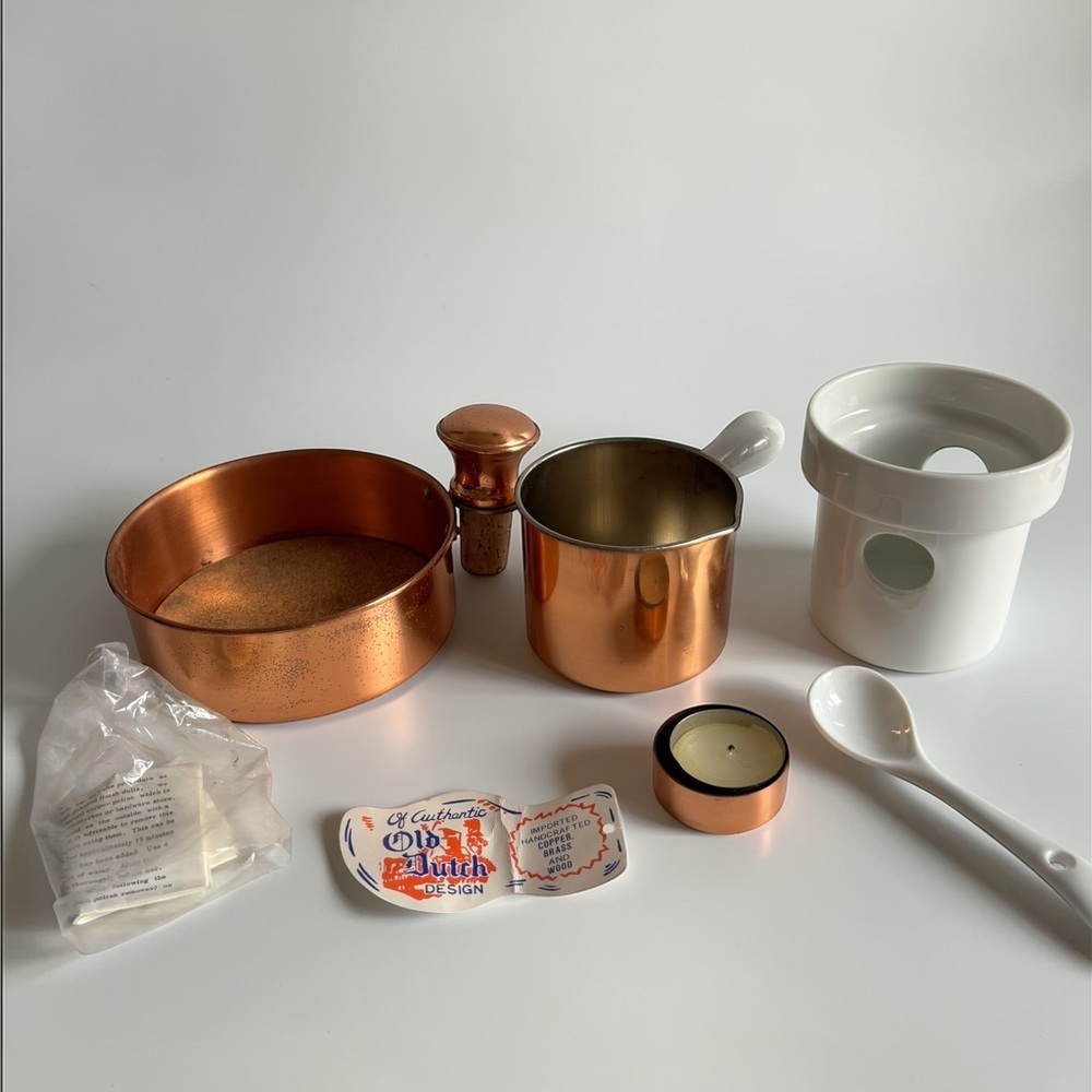 Old Dutch Copper Fondue Pot Set Taiwan